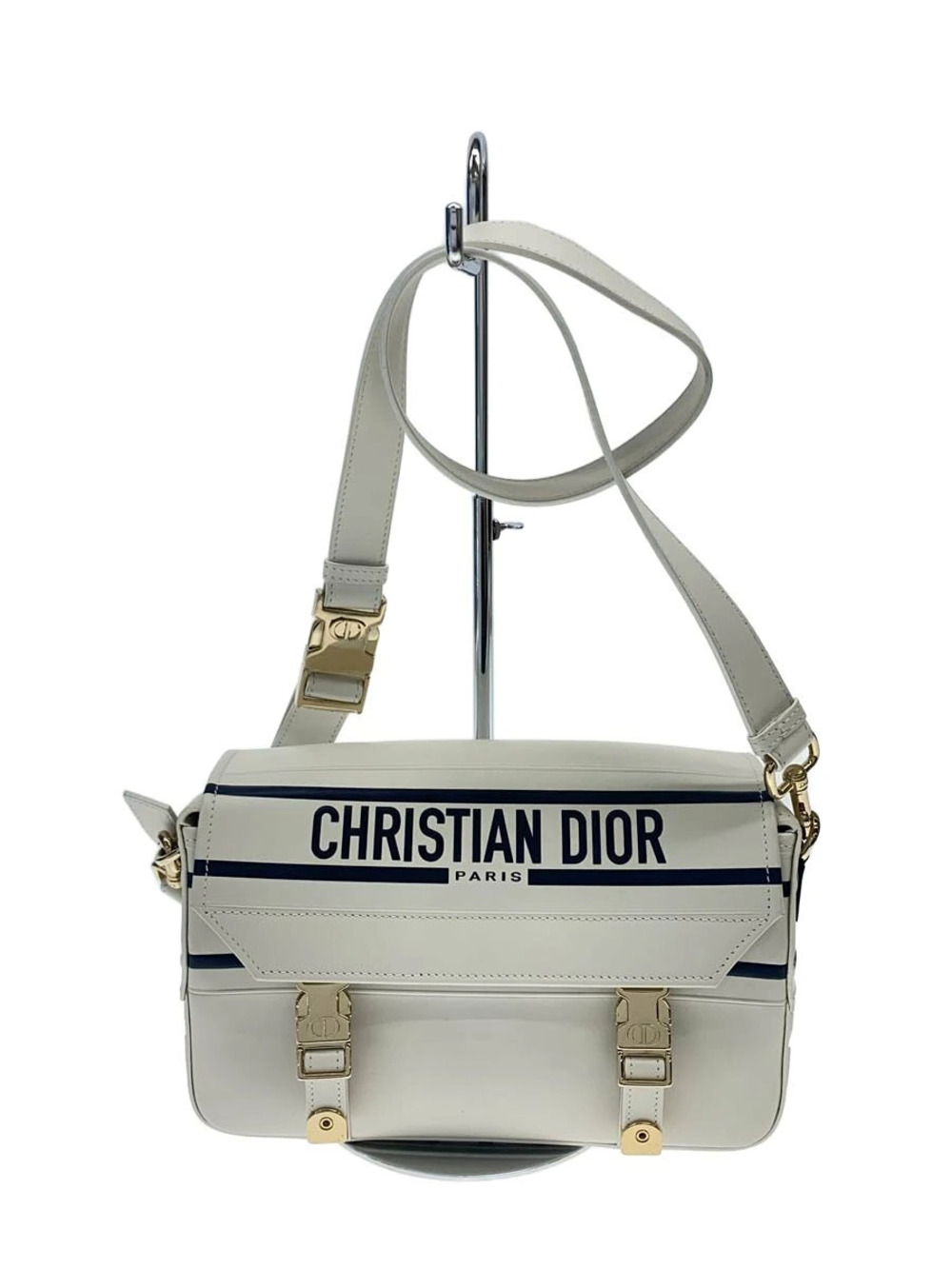 Christian Dior Camping Shoulder Bag Leather White